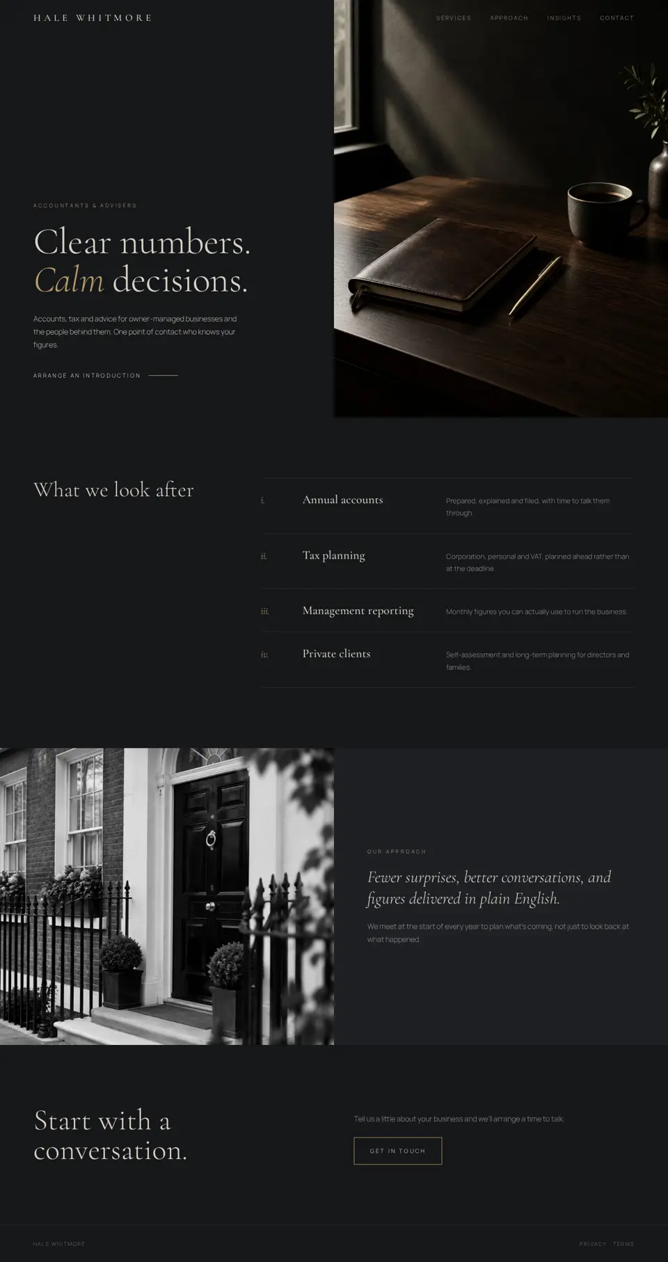 Full-length view of the accountancy practice concept website